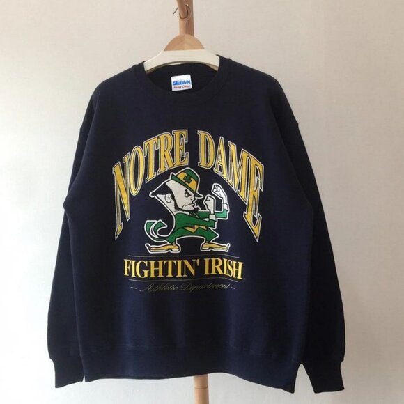 Vintage 90s University of Notre Dame Fighting Irish Football Crewneck Sweatshirt - Picture 1 of 2